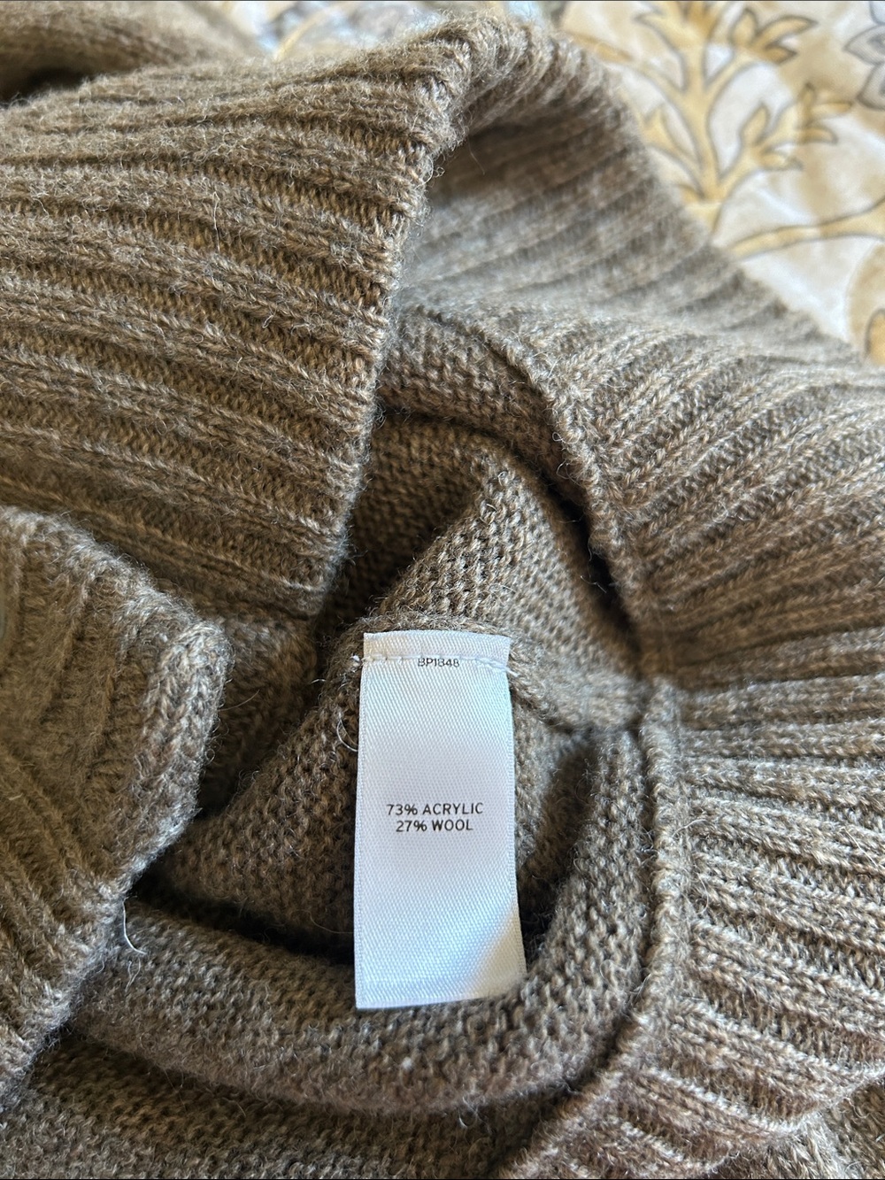 Women's Shawl Collar Fair Isle Sweater - Taupe - Picture 10 of 12